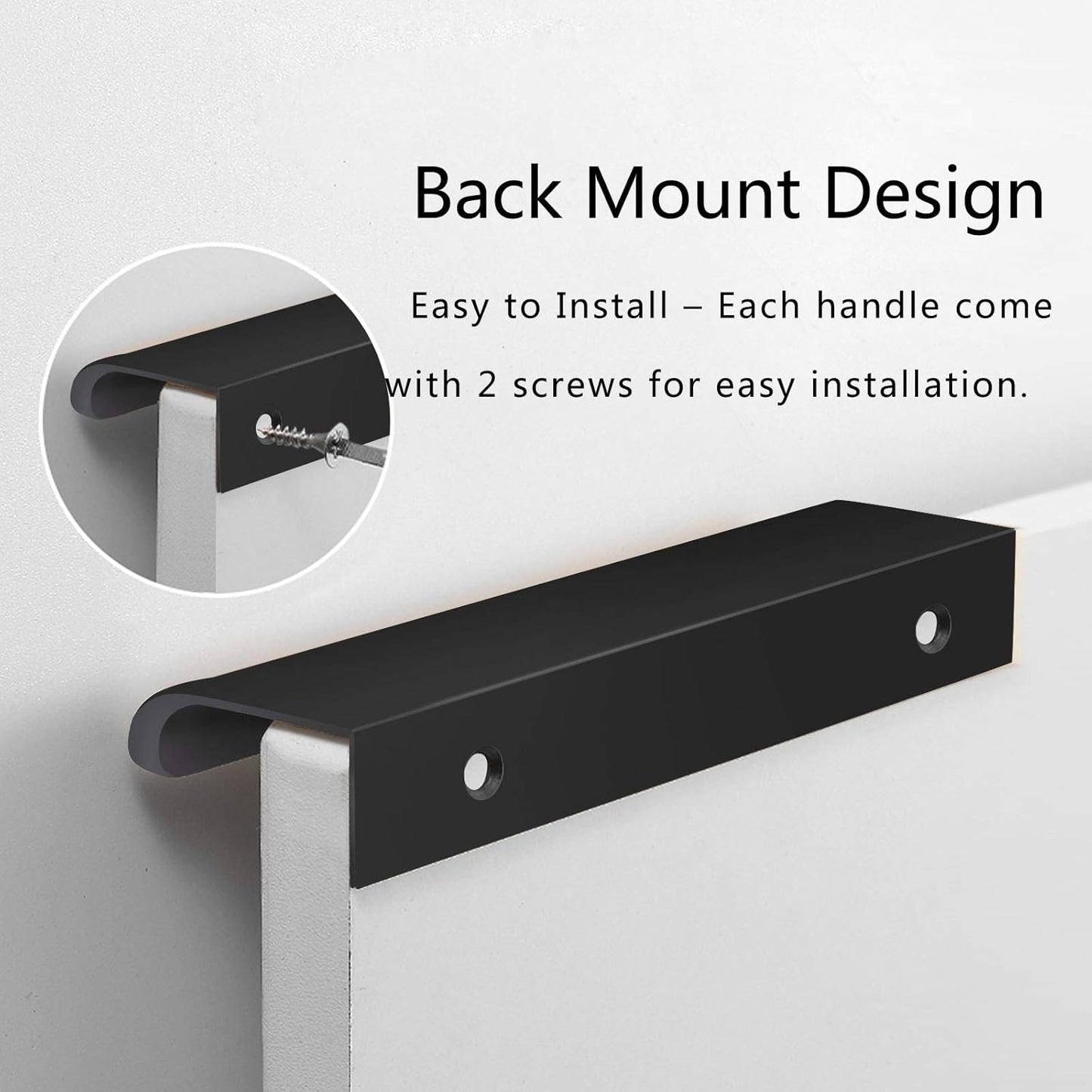 Black Back Mount Finger Edge Pull 150Mm/5.9", Aluminum Hidden Handle Concealed Tab Pulls for Home Kitchen Living Room Door Drawer Cabinet (12Pcs)