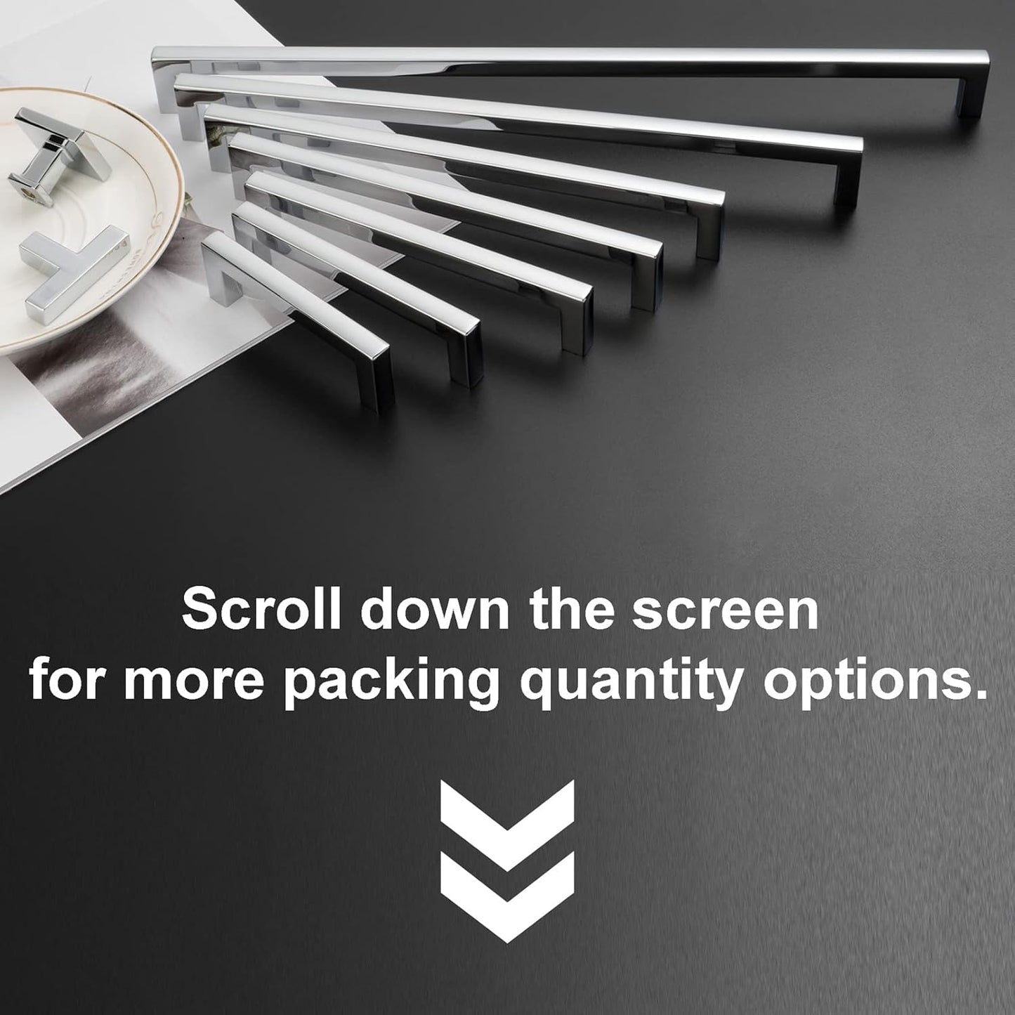 Solid Square Bar Cabinet Handle - Chrome Furniture Pull, 3 Inch/76Mm Screwhole Distance, 10-Pack for Kitchen Cupboard Door, Bedroom Dresser Drawer, Bathroom Wardrobe Hardware