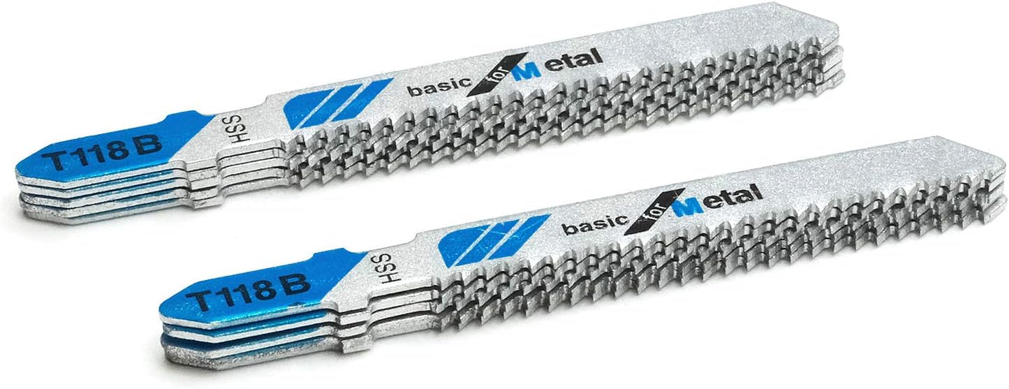 10-Piece T118B 3 Inch 12 TPI Assorted T-Shank Jig Saw Blades Set for Cutting Metal