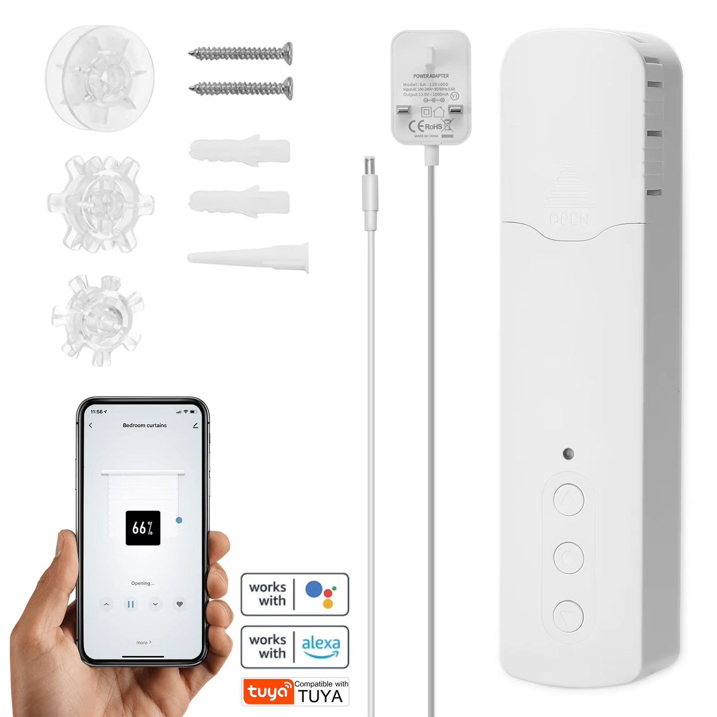 Tuya WIFI Smart Electric Curtain Motor Chain Roller Blinds Pull Bead Curtain Switch System for Alexa Google Home Voice Control