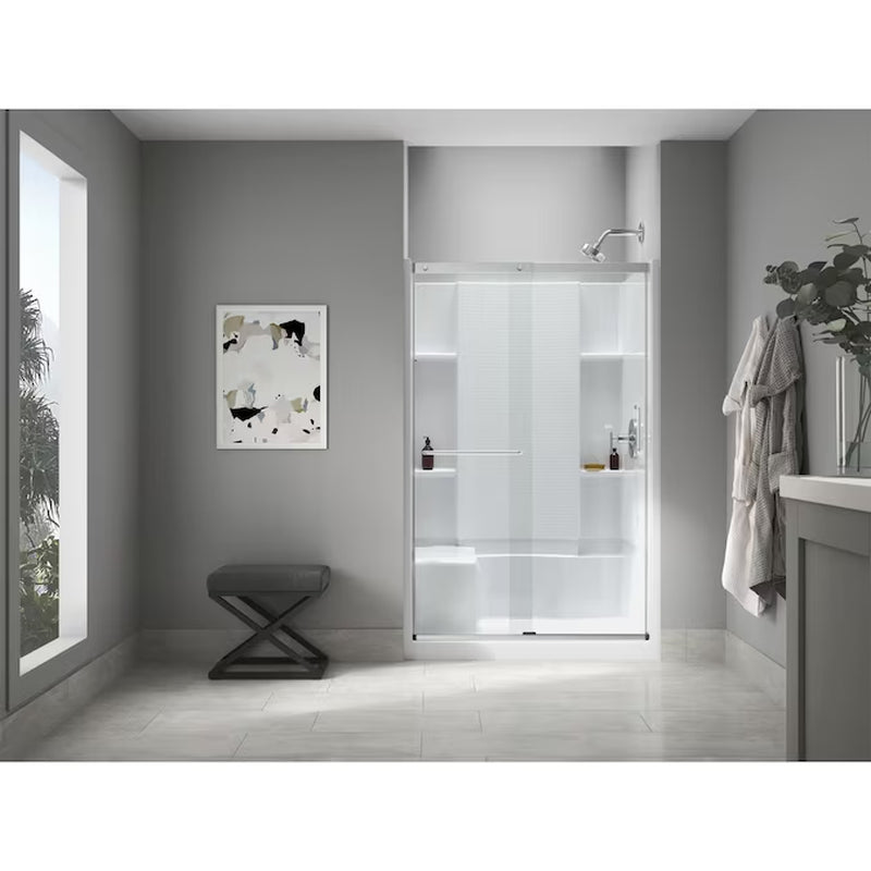Accord 4 -Piece 36-In W X 48-In L X 74-In H Rectangle Alcove Shower Kit ( Center Drain) with Integrated Seat Base and Wall