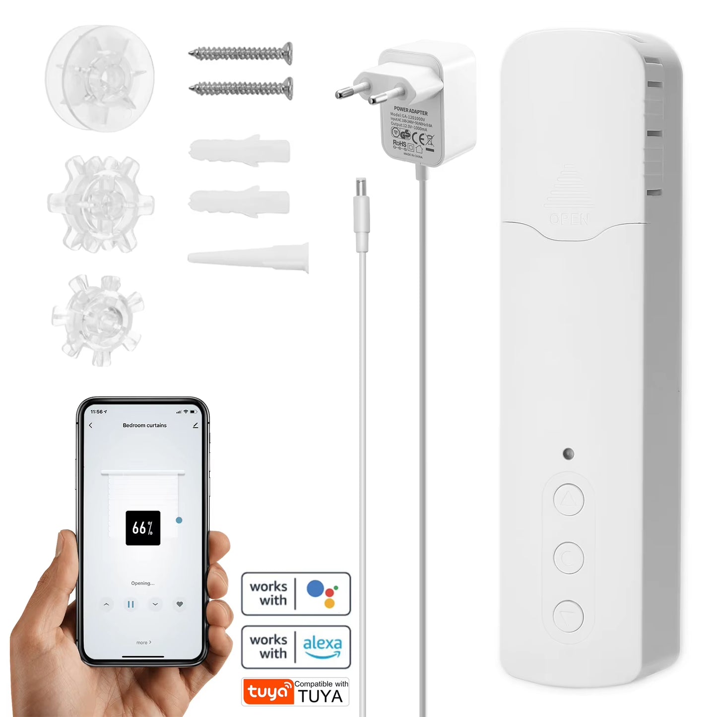 Tuya WIFI Smart Electric Curtain Motor Chain Roller Blinds Pull Bead Curtain Switch System for Alexa Google Home Voice Control