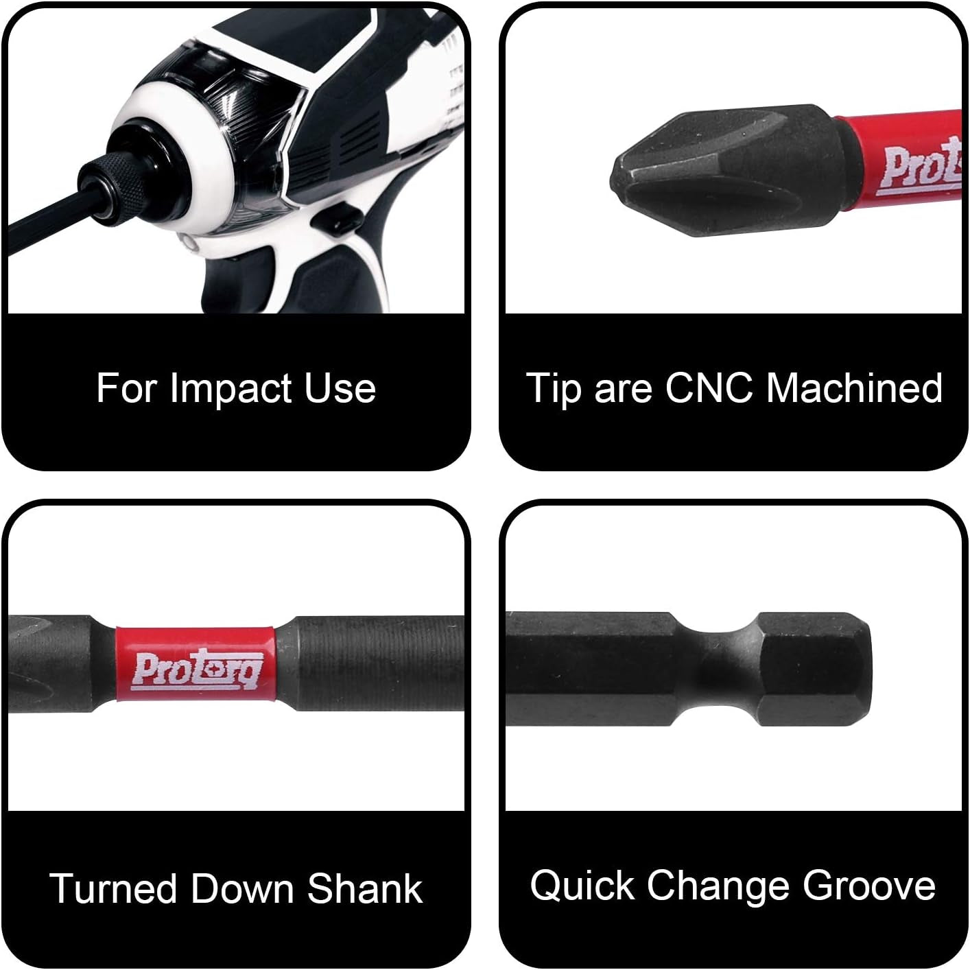 Long Impact Bit Set, T15-T40 TORX, 6-Inch Length, 6-Piece,Industrial Strength, 1/4" Hex Shank