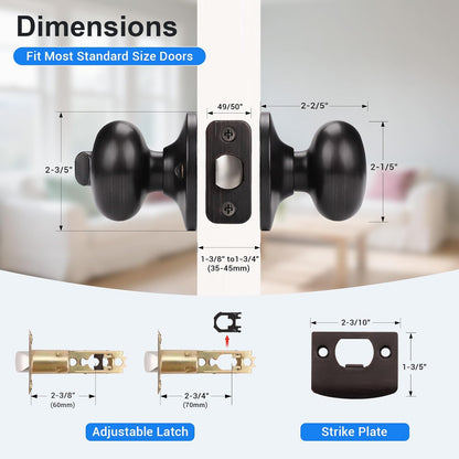 2 Pack Oil Rubbed Bronze Privacy Door Knob, Bedroom Bathroom Door Knobs with Lock, Bronze Door Knobs Interior Use