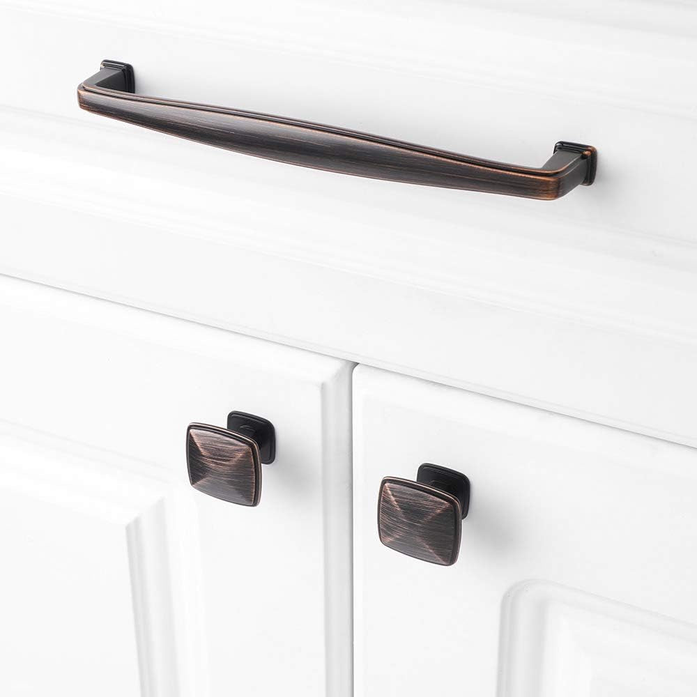 10 Pack Oil Rubbed Bronze Cabinet Knobs Bronze Drawer Knobs K02 Square Single Hole Cabinet Pulls for Cabinets Drawer Dresser Cupboard Bedroom Closet Bathroom Vanity