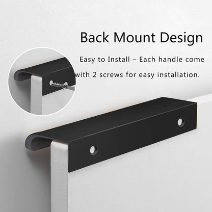 Black Back Mount Finger Edge Pull 150Mm/5.9", Aluminum Hidden Handle Concealed Tab Pulls for Home Kitchen Living Room Door Drawer Cabinet (12Pcs)