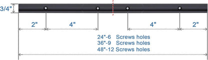 Aluminum 24" T-Track for Woodworking –Double Cut Profile Universal with Predrilled Mounting Holes -Woodworking and Clamps-Fine Sandblast Black Anodized 2PK