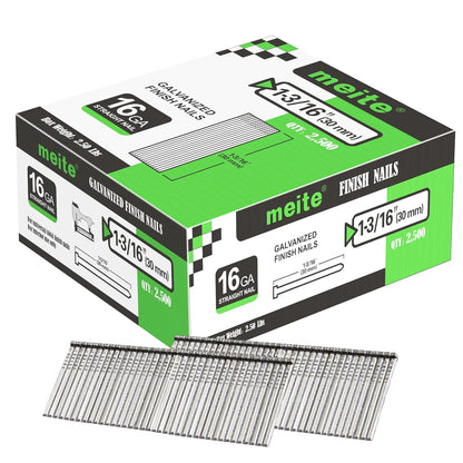 16 Gauge Finish Nails, 1-3/16-Inch Galvanized 16GA Finish Nails, Small Straight Finishing Nail for 16 Gauge Finish Nailer Guns (2,500 Counts)