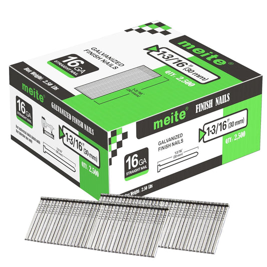 16 Gauge Finish Nails, 1-3/16-Inch Galvanized 16GA Finish Nails, Small Straight Finishing Nail for 16 Gauge Finish Nailer Guns (2,500 Counts)