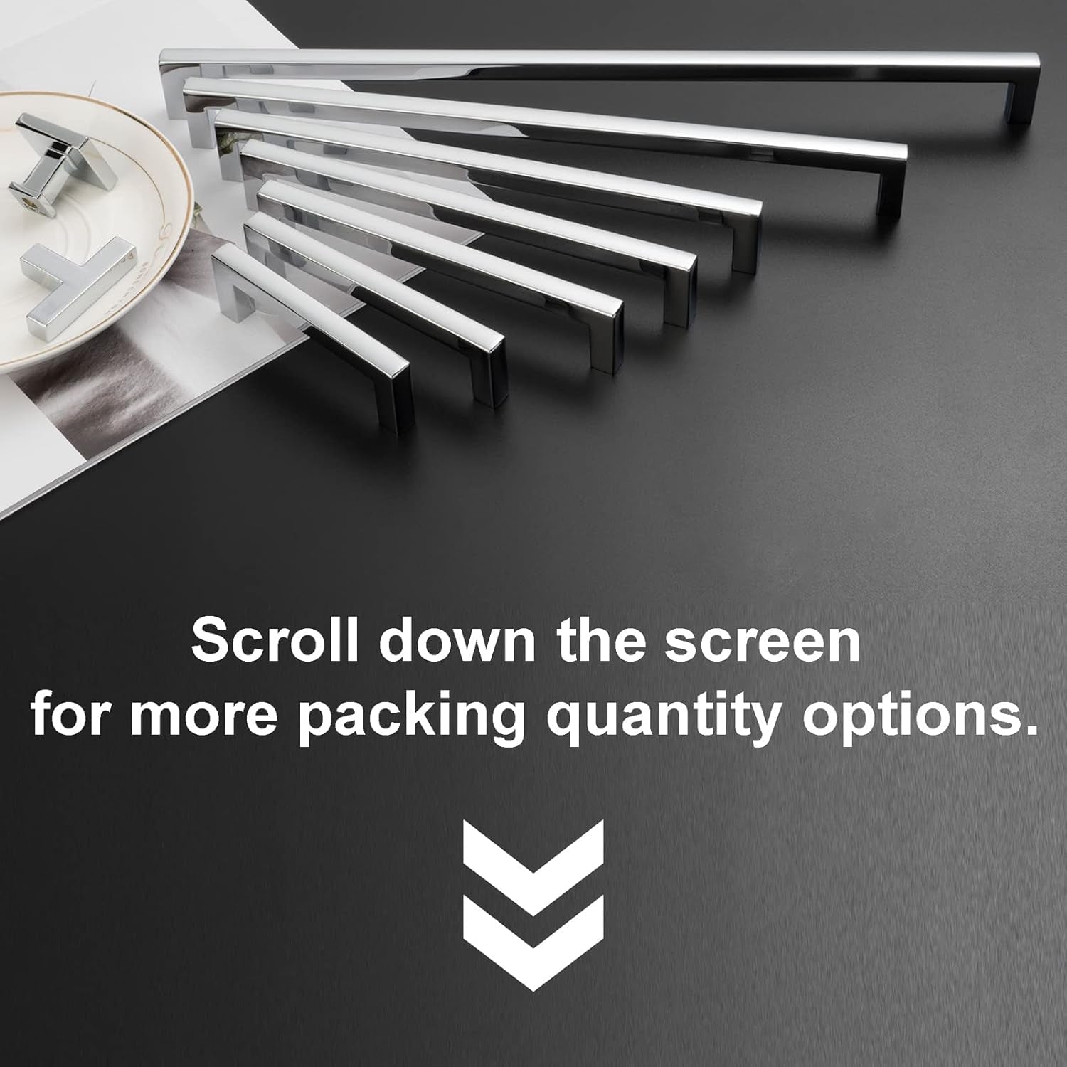Solid Square Bar Cabinet Handle - Chrome Furniture Pull, 3 Inch/76Mm Screwhole Distance, 10-Pack for Kitchen Cupboard Door, Bedroom Dresser Drawer, Bathroom Wardrobe Hardware