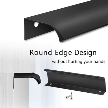 Black Back Mount Finger Edge Pull 150Mm/5.9", Aluminum Hidden Handle Concealed Tab Pulls for Home Kitchen Living Room Door Drawer Cabinet (12Pcs)