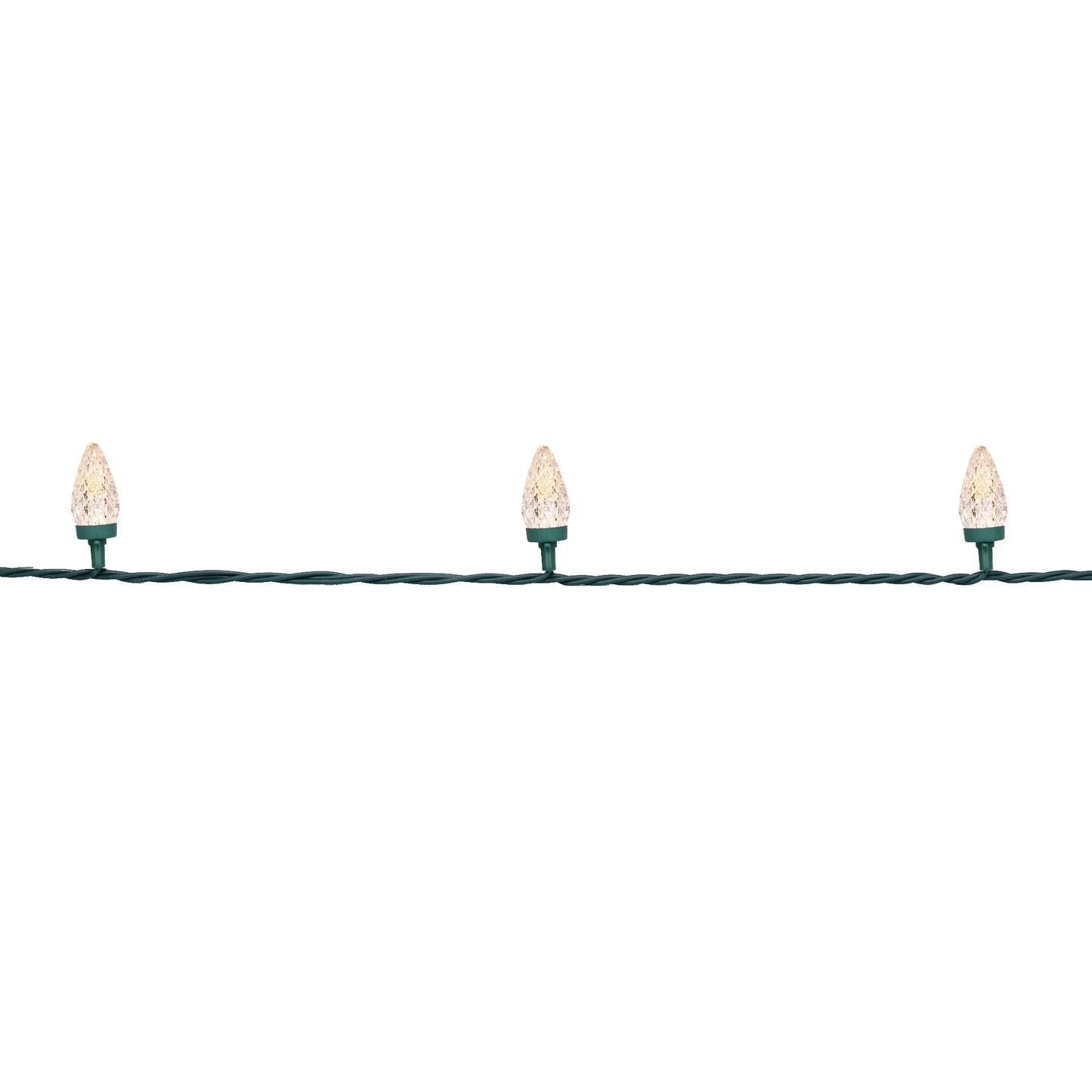 LED Faceted C9 Christmas Lights - Warm White - 66' Green Wire - 100Ct