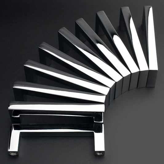 Solid Square Bar Cabinet Handle - Chrome Furniture Pull, 3 Inch/76Mm Screwhole Distance, 10-Pack for Kitchen Cupboard Door, Bedroom Dresser Drawer, Bathroom Wardrobe Hardware