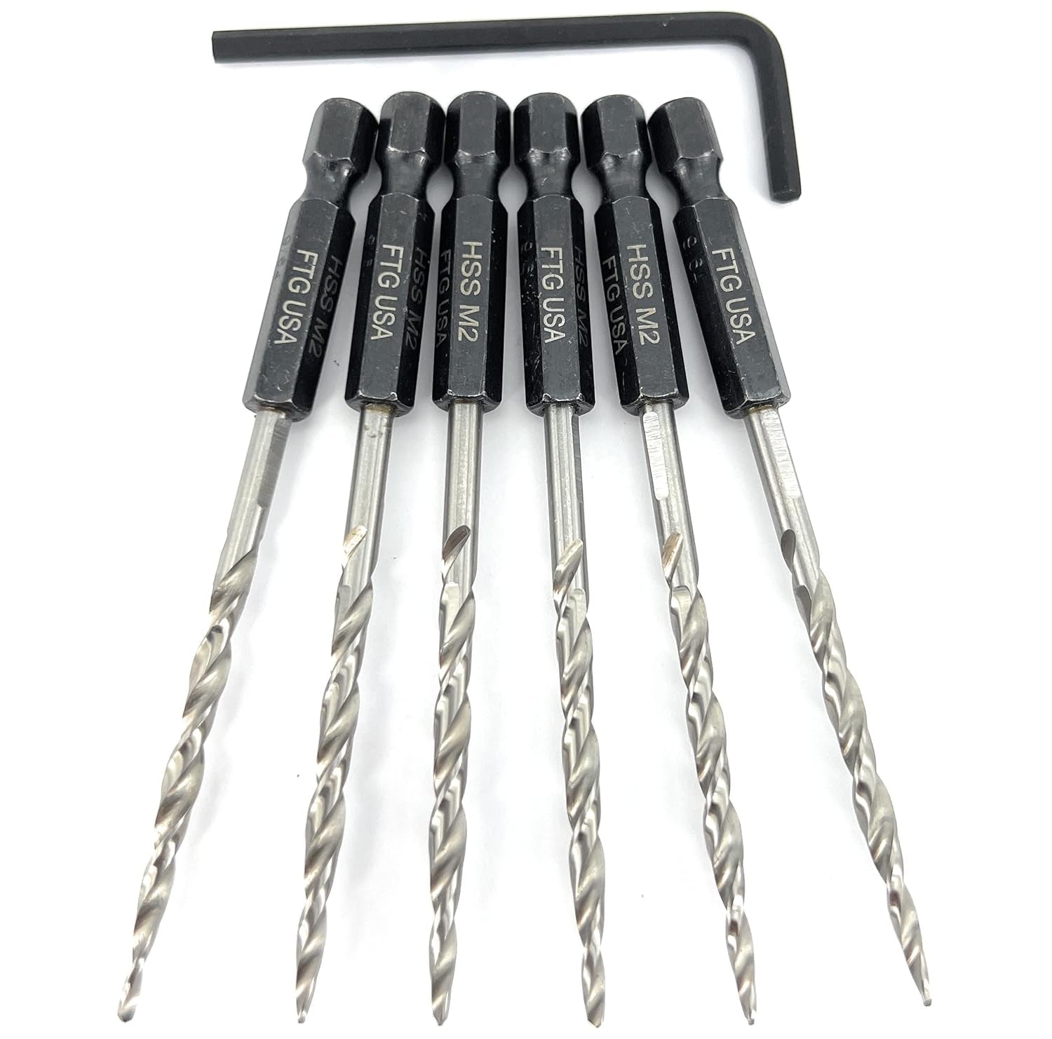Replacement Tapered Countersink Drill Bit Set 6 Pc (#6) 9/64"