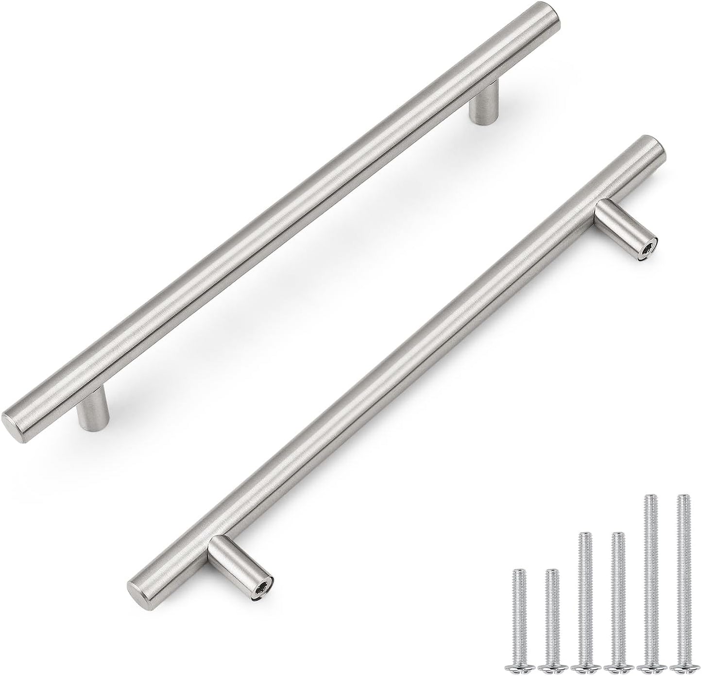 15 Pack 192Mm(7-1/2Inch) Hole Centers Brushed Nickel Cabinet Handles Stainless Steel Kitchen Drawer Pulls T Bar Euro Dresser Pull Handle Length 256Mm(10Inch)