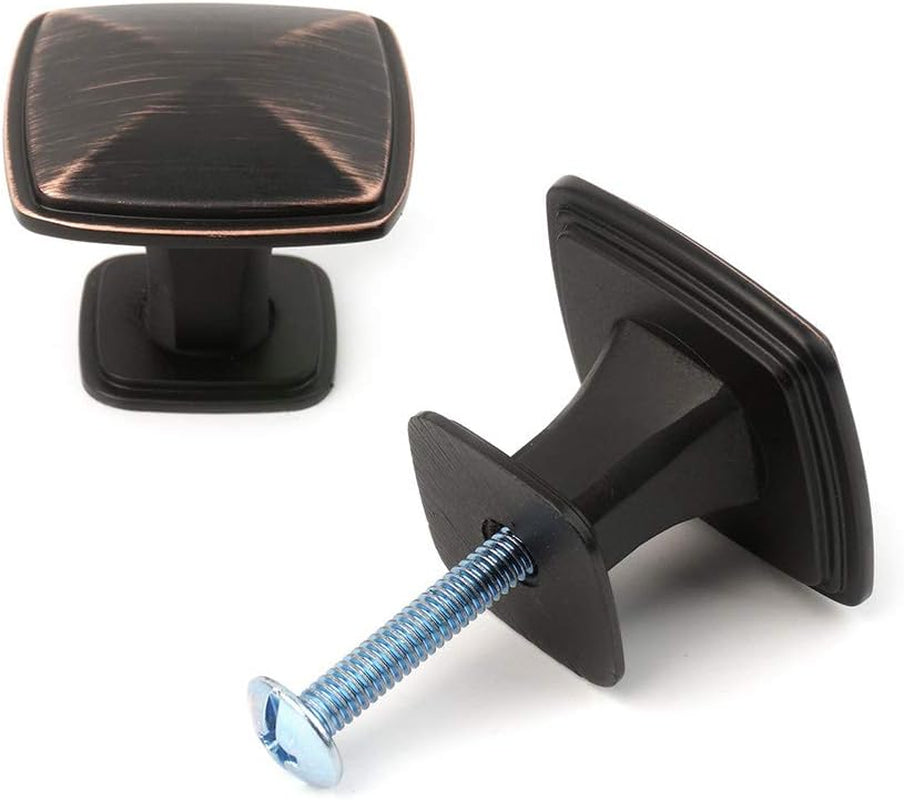 10 Pack Oil Rubbed Bronze Cabinet Knobs Bronze Drawer Knobs K02 Square Single Hole Cabinet Pulls for Cabinets Drawer Dresser Cupboard Bedroom Closet Bathroom Vanity