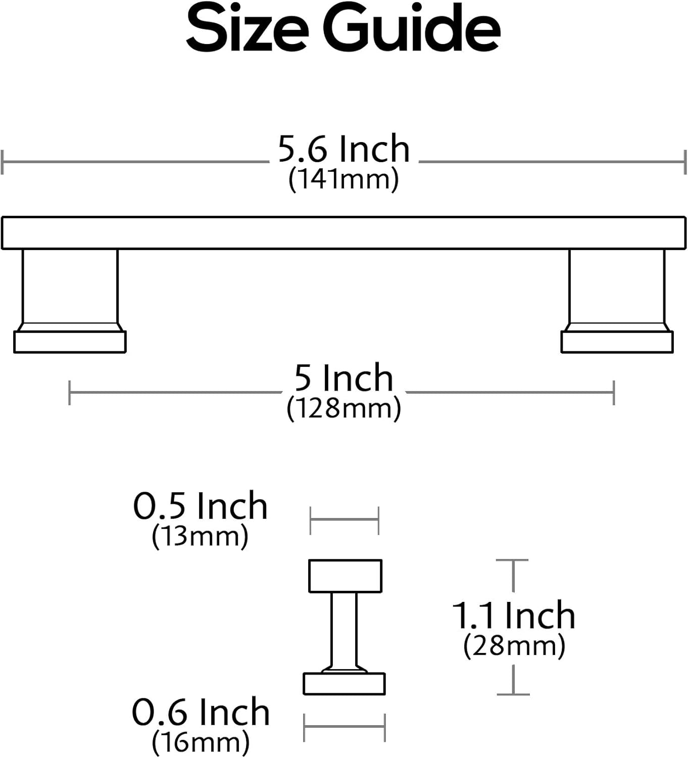 10 Pack Matt Black Cabinet Pulls, 5 Inch(128Mm) Hole Centers Kitchen Cabinet Handles for Cabinets and Drawers AL3061MB