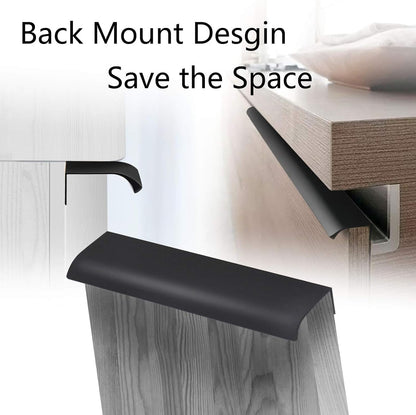 Black Back Mount Finger Edge Pull 150Mm/5.9", Aluminum Hidden Handle Concealed Tab Pulls for Home Kitchen Living Room Door Drawer Cabinet (12Pcs)
