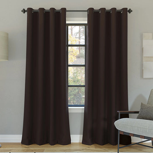 Oslo Extreme 100% Blackout Grommet Curtain Panel, 52"X95", Dark Chocolate, 1-Piece Single Panel