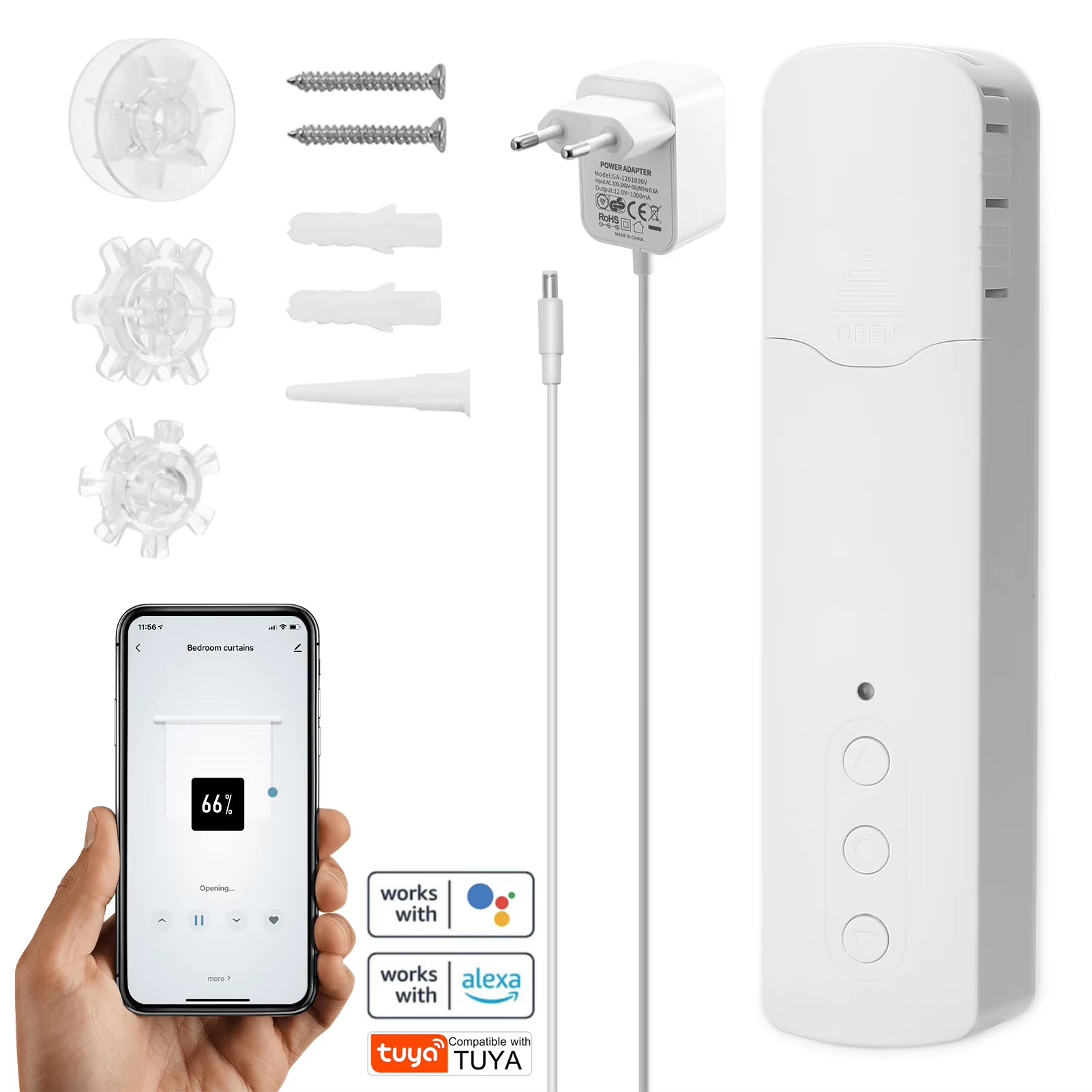Tuya WIFI Smart Electric Curtain Motor Chain Roller Blinds Pull Bead Curtain Switch System for Alexa Google Home Voice Control