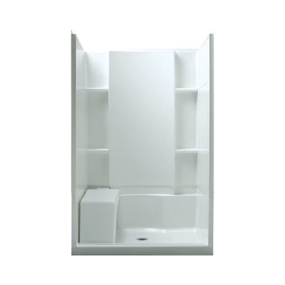 Accord 4 -Piece 36-In W X 48-In L X 74-In H Rectangle Alcove Shower Kit ( Center Drain) with Integrated Seat Base and Wall