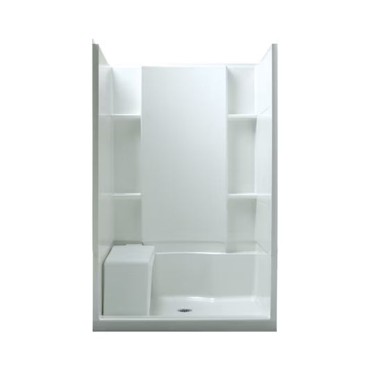 Accord 4 -Piece 36-In W X 48-In L X 74-In H Rectangle Alcove Shower Kit ( Center Drain) with Integrated Seat Base and Wall