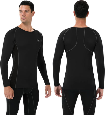 Runhit Compression Shirts for Men Long Sleeve Cool Dry Athletic Workout Tee Shirts Fishing Sun Shirts Sports Thermal Tights