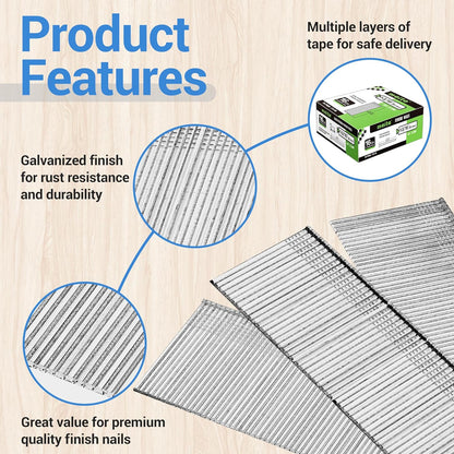 16 Gauge Finish Nails, 1-3/16-Inch Galvanized 16GA Finish Nails, Small Straight Finishing Nail for 16 Gauge Finish Nailer Guns (2,500 Counts)