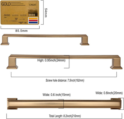 10 Pack Champagne Bronze Cabinet Pulls 7-1/2 Inch(192Mm) Hole Center Cabient Hardware Kitchen Cabinet Handles for Bathroom Drawer Pulls Dresser Pulls ZH0001