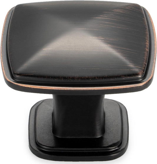 10 Pack Oil Rubbed Bronze Cabinet Knobs Bronze Drawer Knobs K02 Square Single Hole Cabinet Pulls for Cabinets Drawer Dresser Cupboard Bedroom Closet Bathroom Vanity